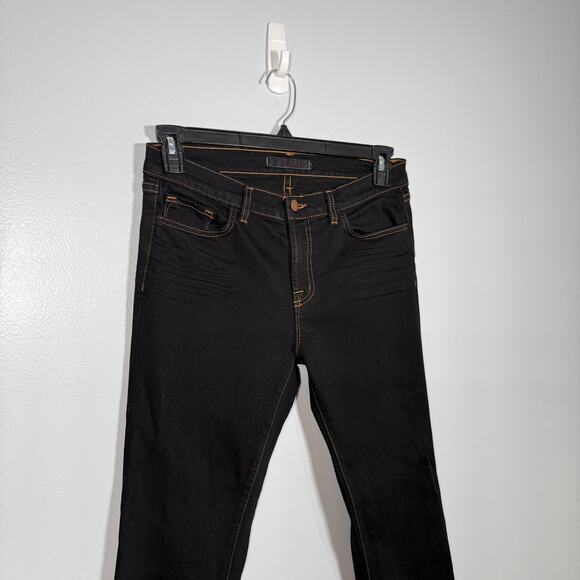 J Brand Black Jeans Women’s 29 Made in USA Bootcut Straight Contrast Stitch Long - Picture 2 of 5